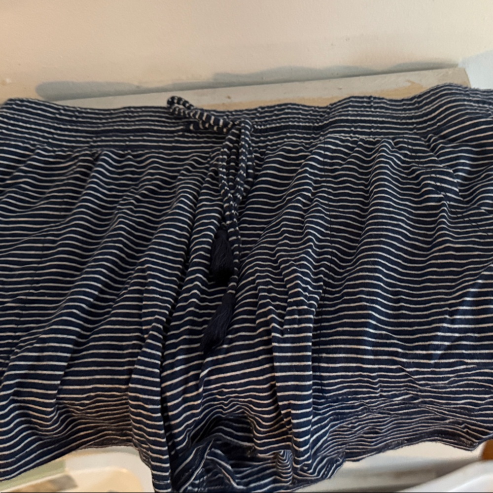 Stars Above Navy and White Striped High Waist Shorts